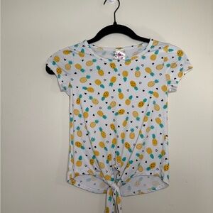 Yellow and White Pineapple Print Short Sleeve Tee